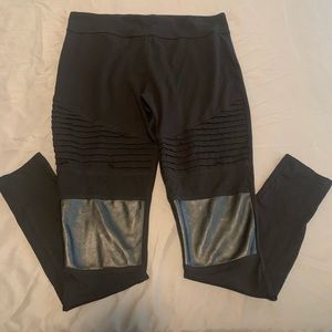 Abound Black Leggings with Faux Leather size XL